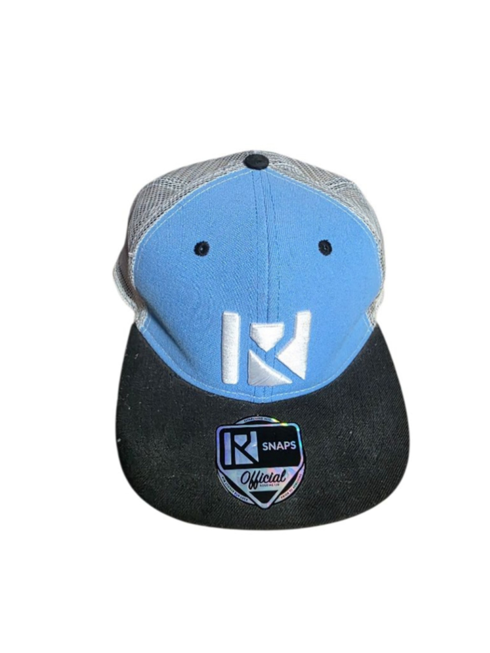 Men's Routine Blue Black Mesh Snapback Trucker Hat One Size